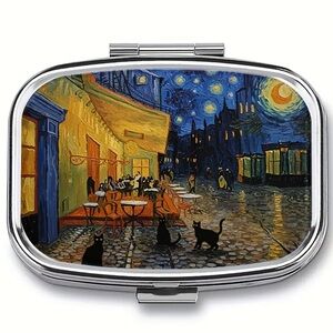 New Starry Night Cat-Themed Pill Box #293